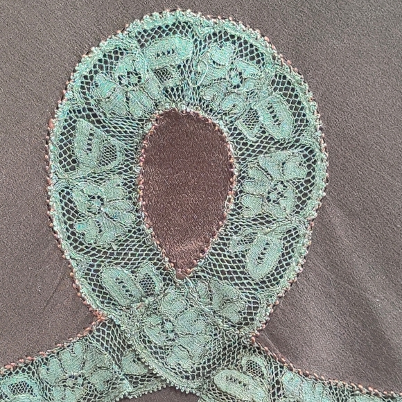 Vintage 1930-40s Vintage Bias Cut Silk/Lace Slip Dress  Brown/Sage Green Lace - Picture 11 of 13